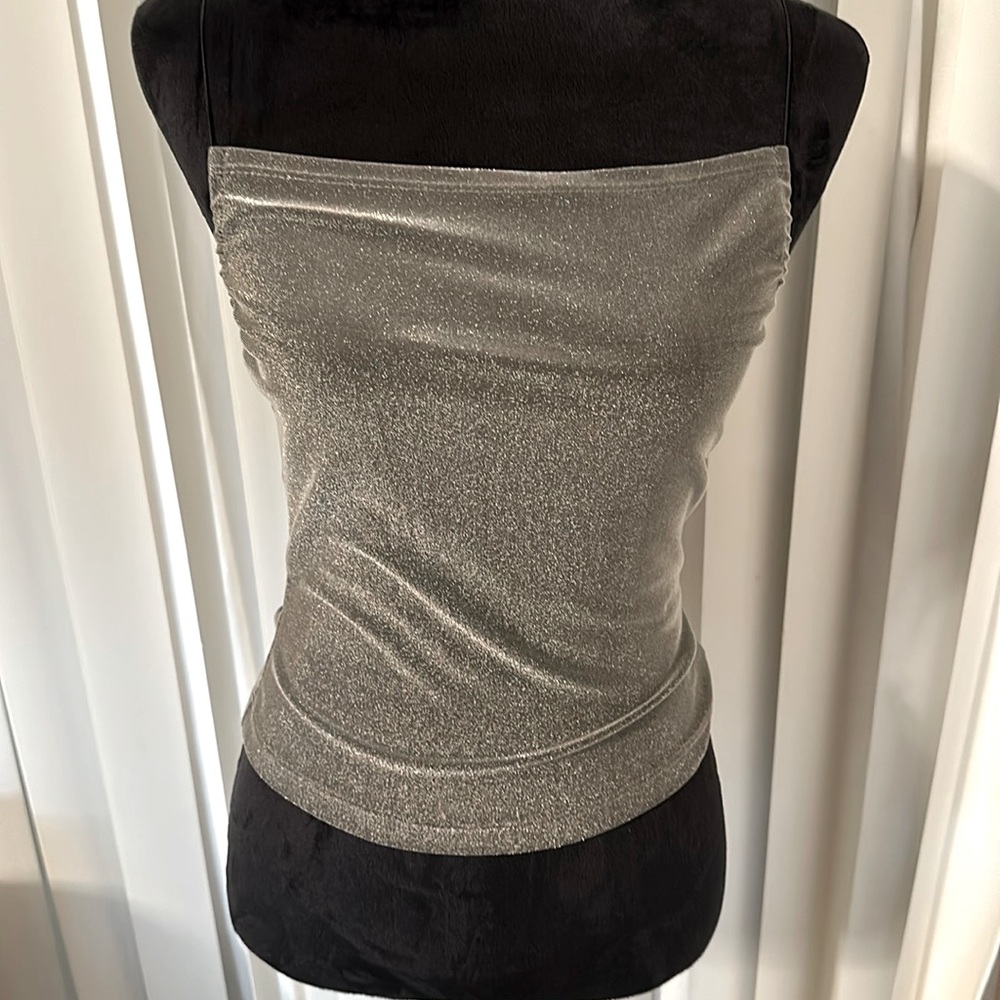 Silver shimmering top